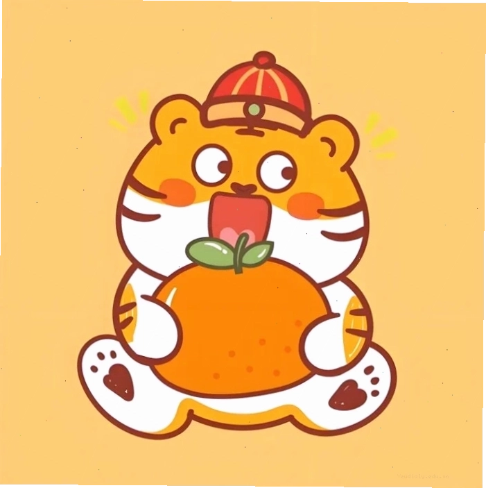 Hình con hổ cute chibi với đôi tai dựng đứng