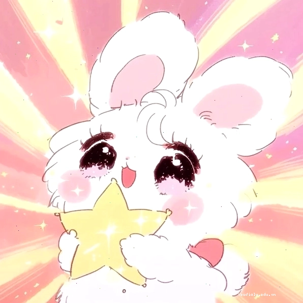 Hình con thỏ chibi cute đang ôm một món quà nhỏ