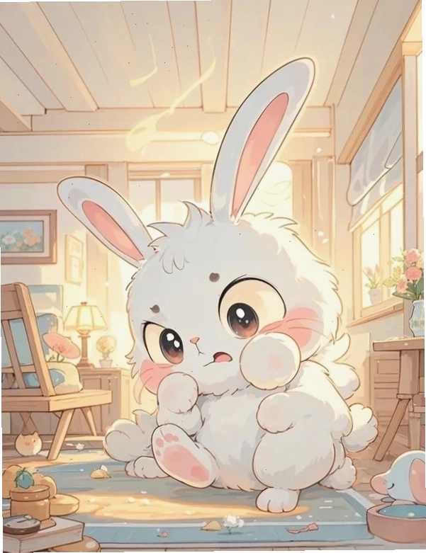 Hình con thỏ dễ thương chibi trong trang phục ngộ nghĩnh