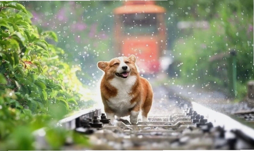 Hình nền máy tính Corgi đáng yêu với nụ cười tươi tắn