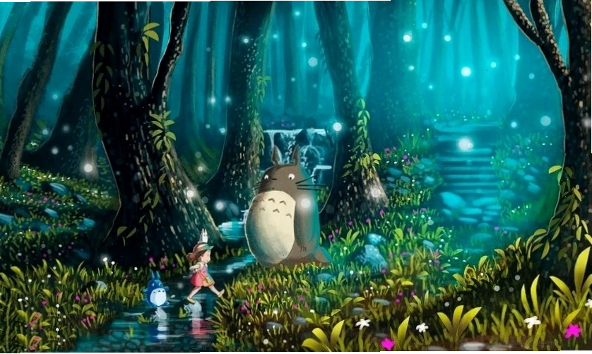 Hình nền máy tính Totoro dễ thương theo phong cách chibi
