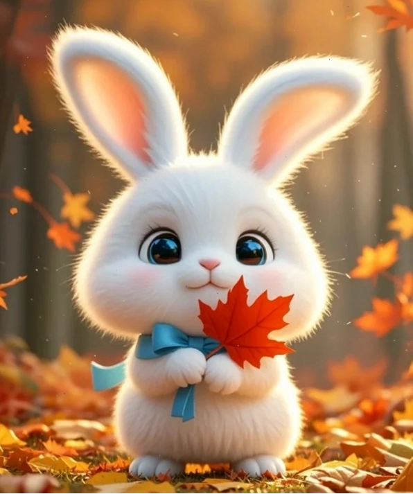 Hình thỏ cute chibi với biểu cảm ngạc nhiên thú vị