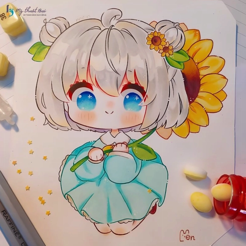 Hình vẽ chibi chú mèo dễ thương