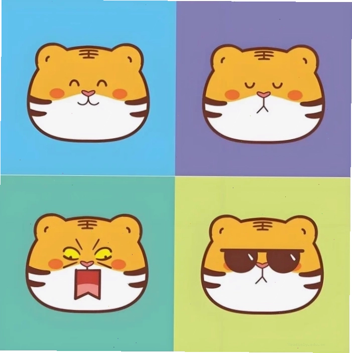 Hổ chibi cute với đôi mắt to tròn và biểu cảm tinh nghịch