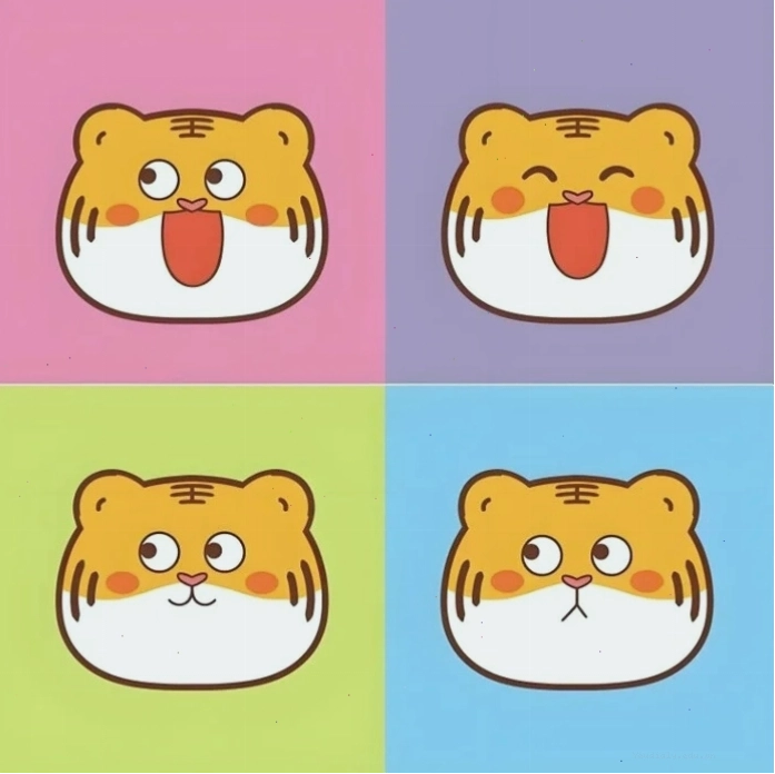 Hổ chibi với bộ lông vằn đặc trưng được vẽ cách điệu