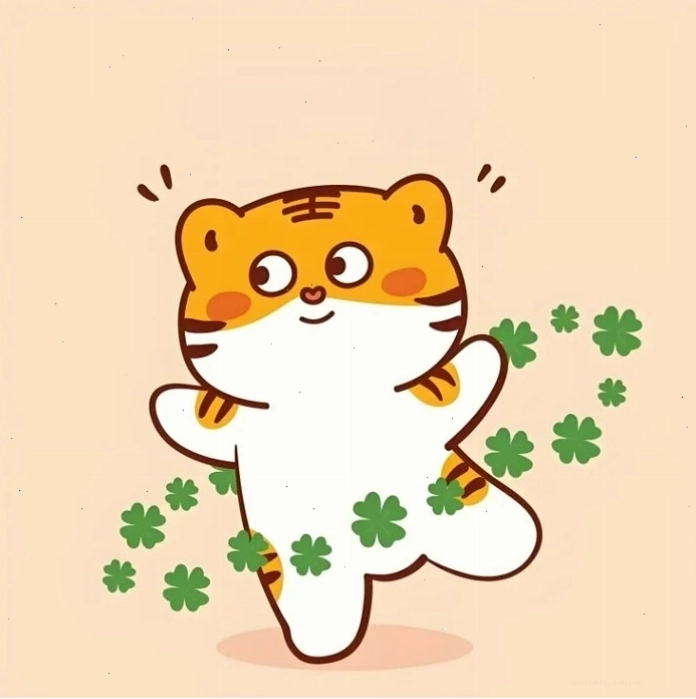 Hổ mập cute chibi với biểu cảm ngơ ngác