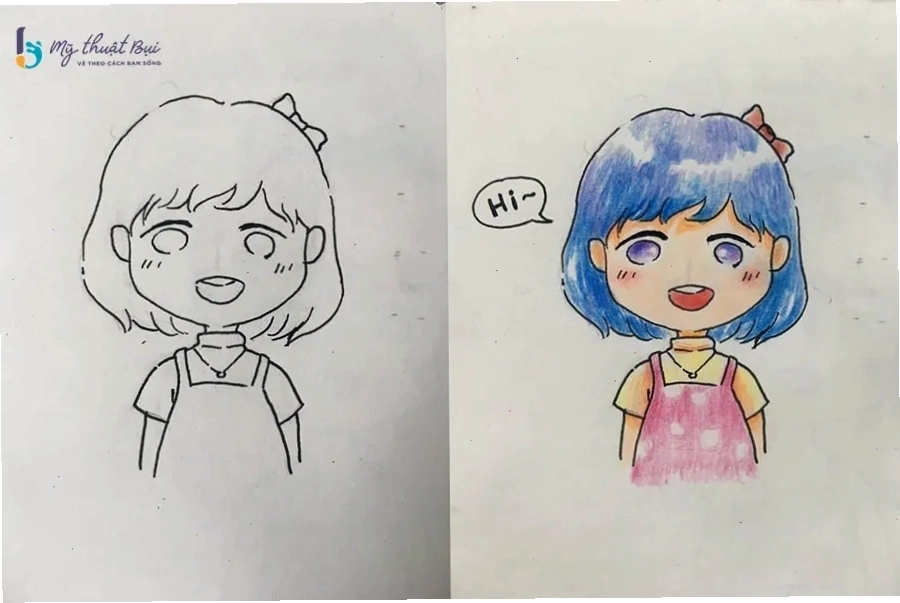 Hoàn thiện tô màu cho tranh chibi nữ