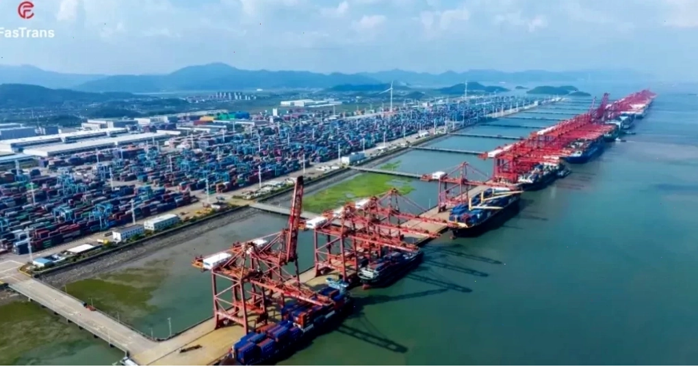 Hoạt động vận chuyển container tại cảng Shenzhen