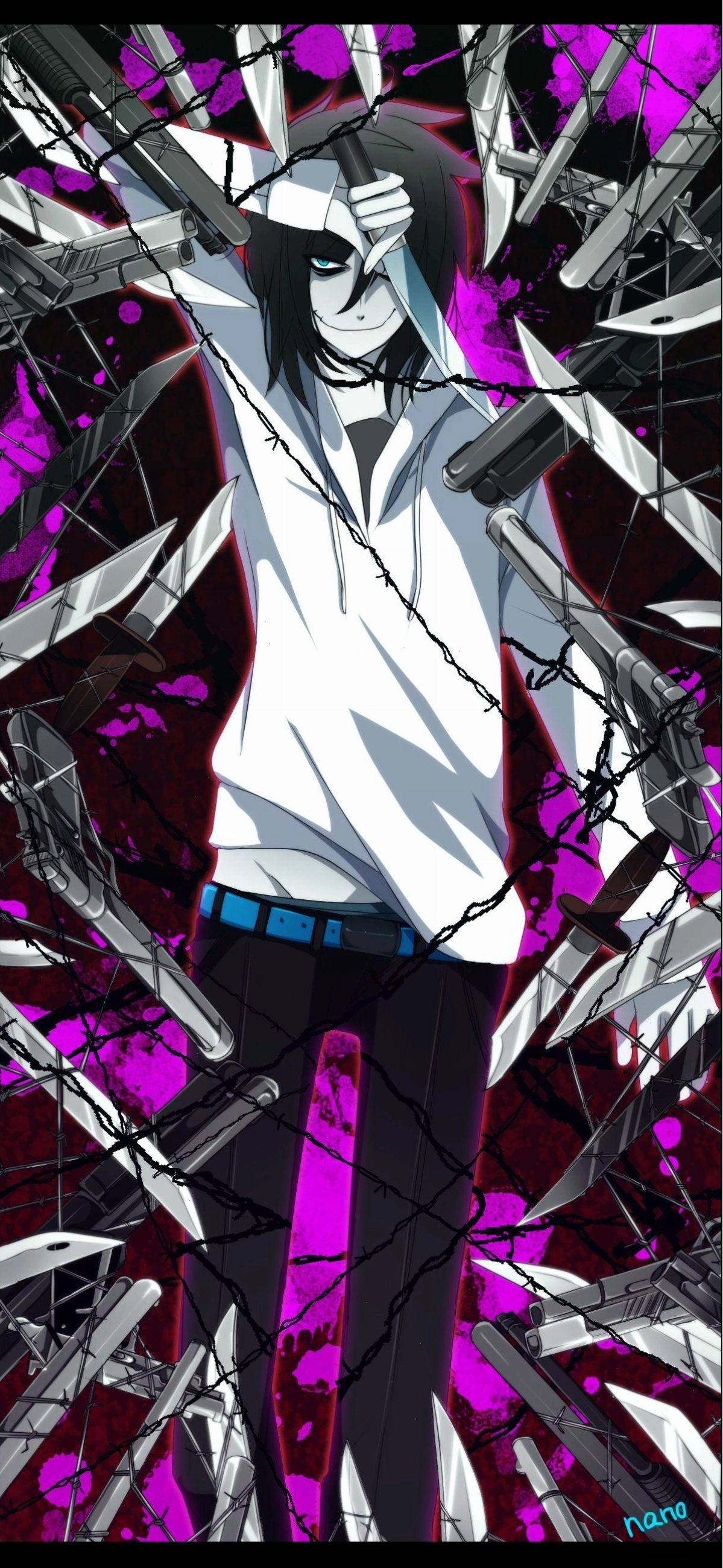 Jeff the Killer anime trong một khung cảnh rùng rợn