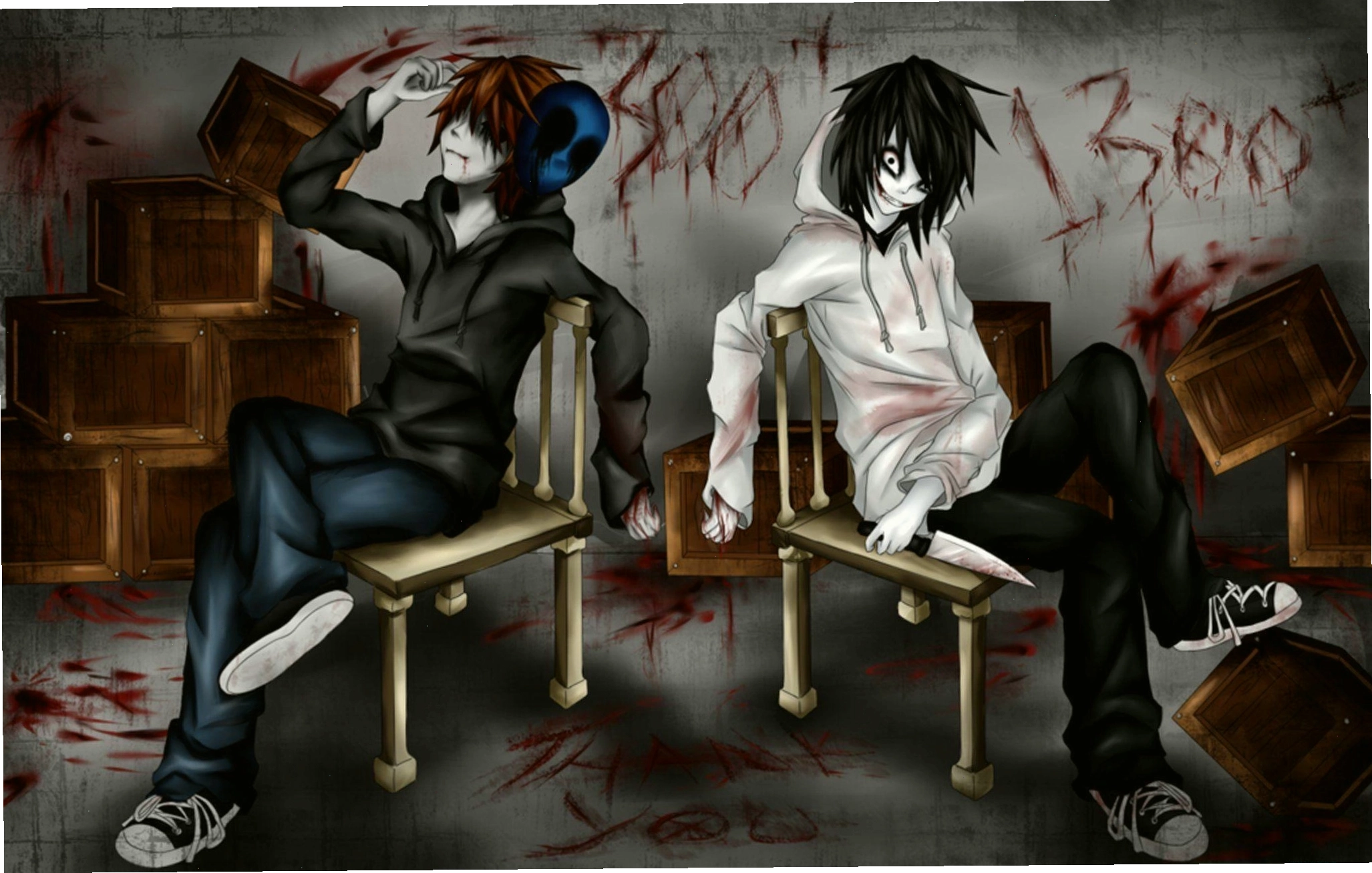 Jeff the Killer phiên bản anime, cận cảnh khuôn mặt