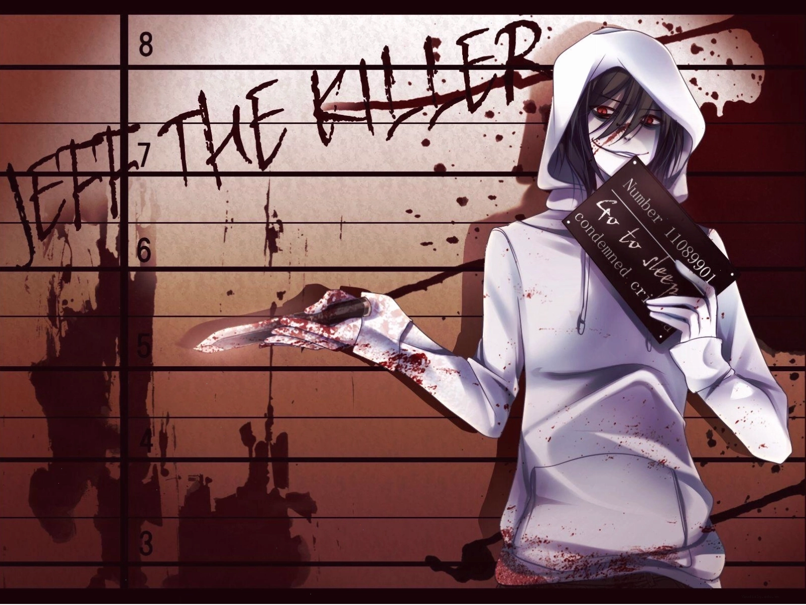 Jeff the Killer với biểu cảm ám ảnh trong phong cách anime