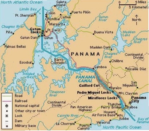 Kênh đào Panama trên bản đồ thế giới