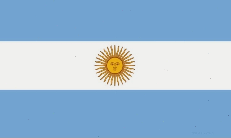 Lá cờ Argentina với ba sọc ngang và mặt trời tháng 5