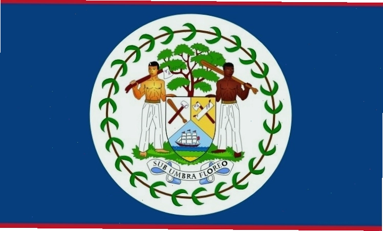Lá cờ Belize với quốc huy ở trung tâm