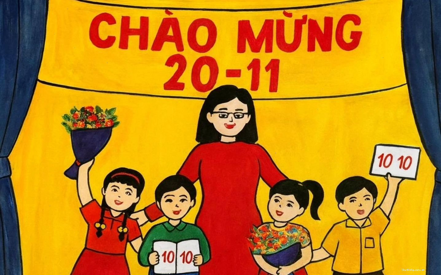 Lời chúc 20/11 rạng rỡ trên tranh Chibi