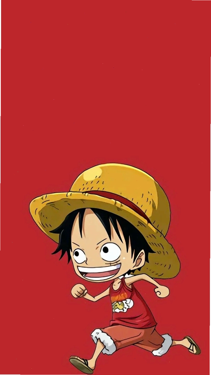 Luffy chibi với ánh mắt buồn và suy tư