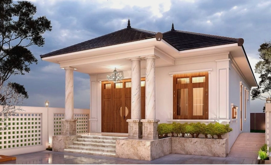 Mẫu biệt thự 1 tầng Châu Âu 2 phòng ngủ đẹp và ấm cúng