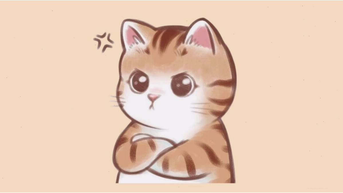 Mèo chibi đang liếm láp tay