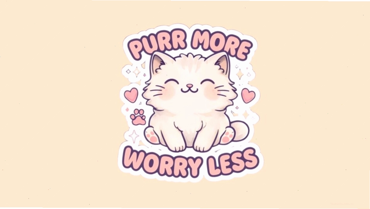 Mèo chibi đang nhìn về phía trước