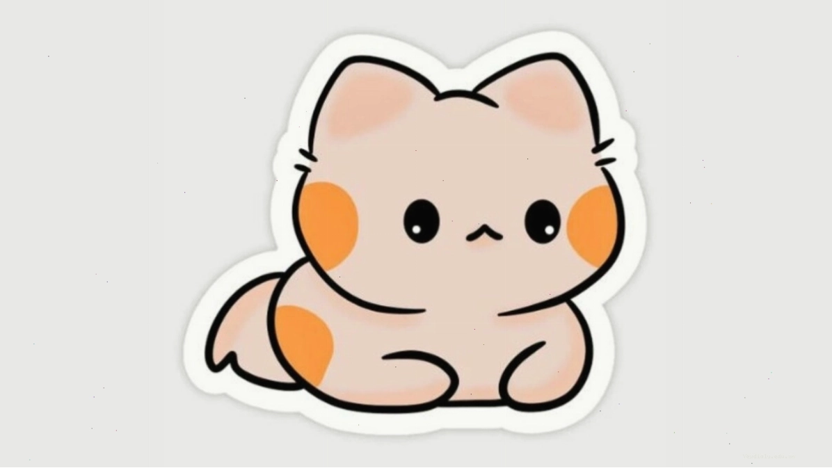 Mèo chibi mập mạp với biểu cảm tinh nghịch