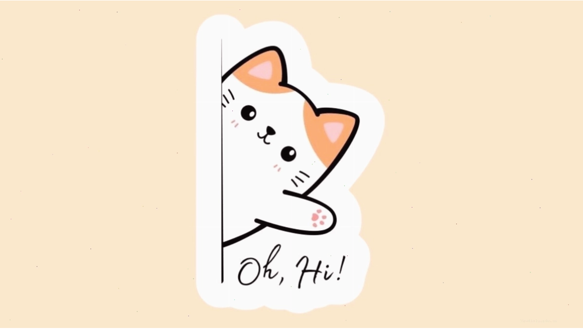 Mèo chibi với tư thế ngồi đáng yêu