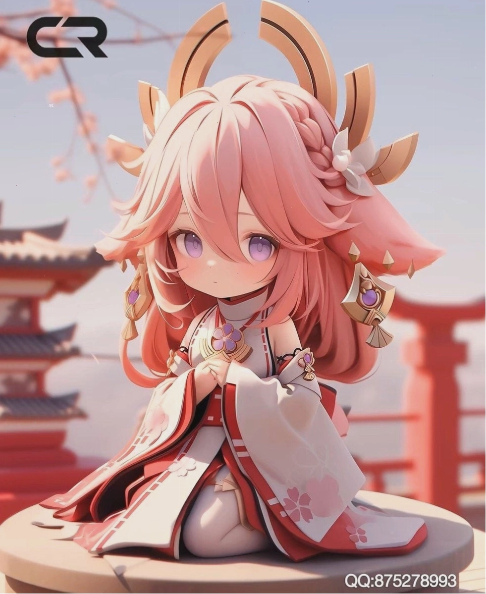 Mô hình Yae Miko Chibi CR Studio với biểu cảm tinh nghịch
