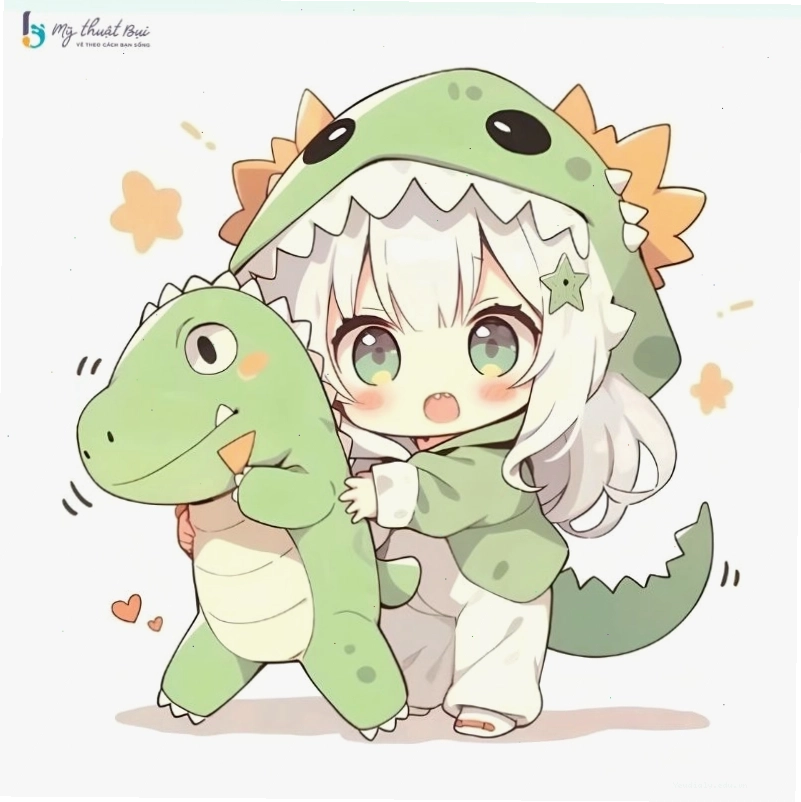 Nhân vật chibi nữ đáng yêu với phong cách vẽ đơn giản