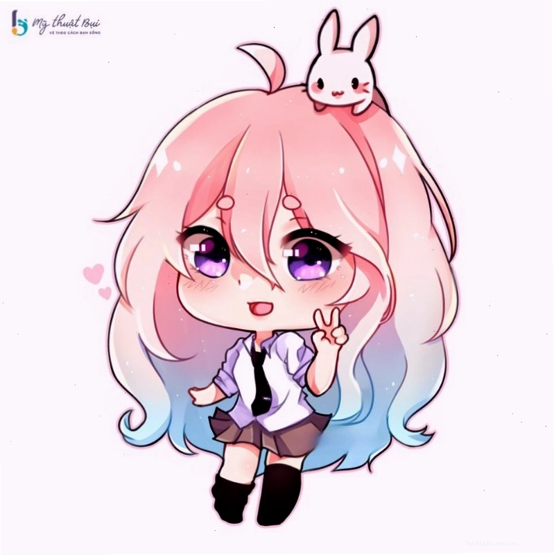 Nhân vật chibi nữ với phong cách tươi sáng và năng động