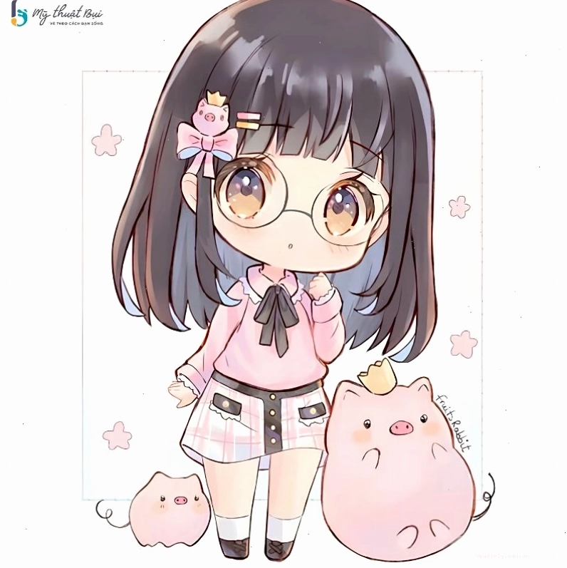 Nhân vật chibi sau khi hoàn thiện và tô màu