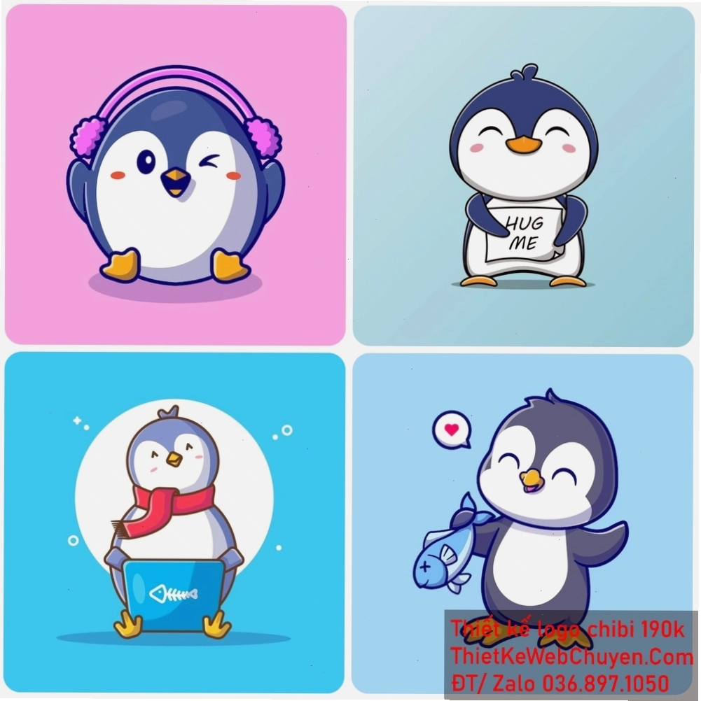 Những bức tranh chim cánh cụt chibi đầy màu sắc và sáng tạo