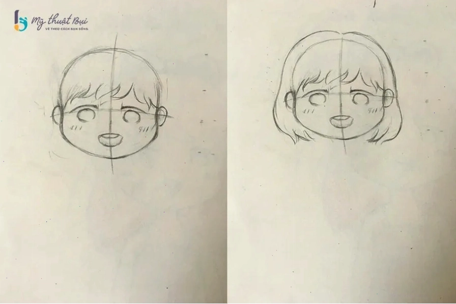 Phác thảo các kiểu tóc chibi nữ đáng yêu