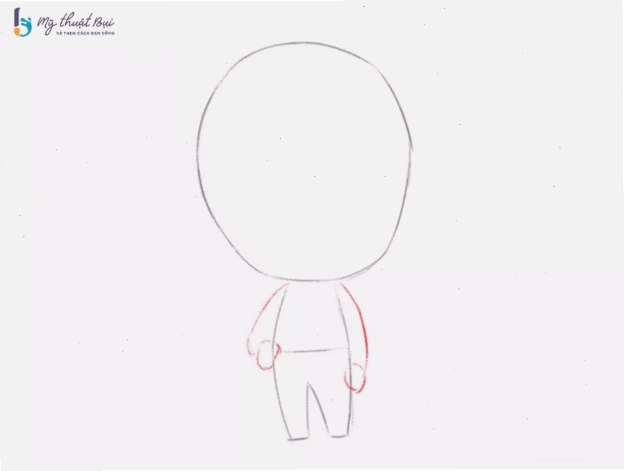 Phác thảo dáng người chibi nam với các hình khối cơ bản
