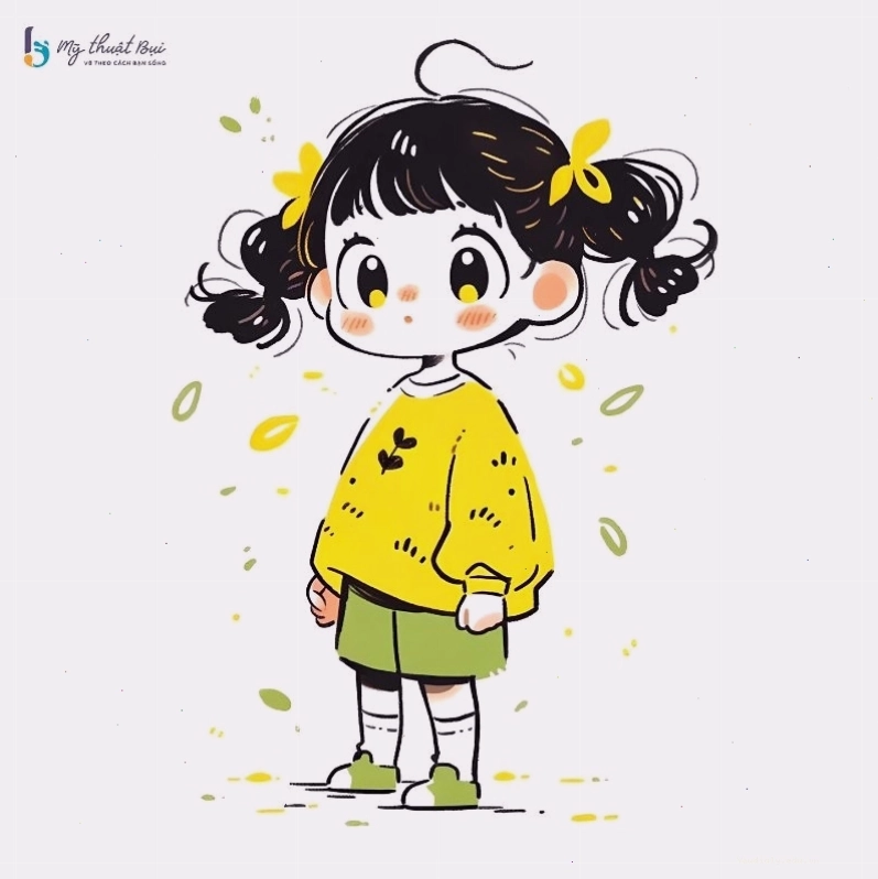 Phác thảo đầu và thân nhân vật chibi đáng yêu
