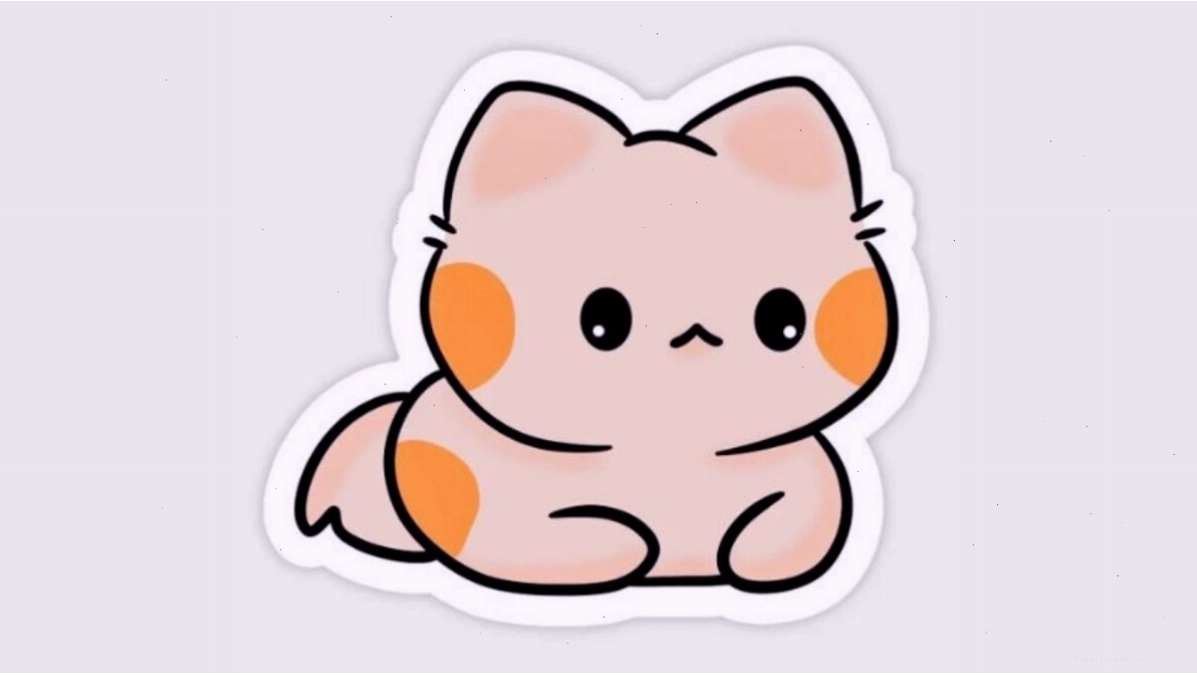 Sticker mèo chibi đang chơi đùa với sợi len