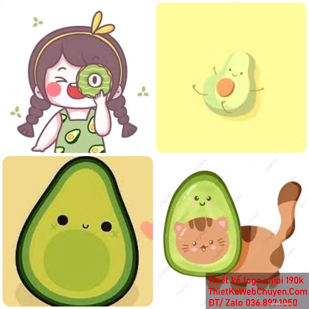 Trái bơ chibi dễ thương trên bàn ăn