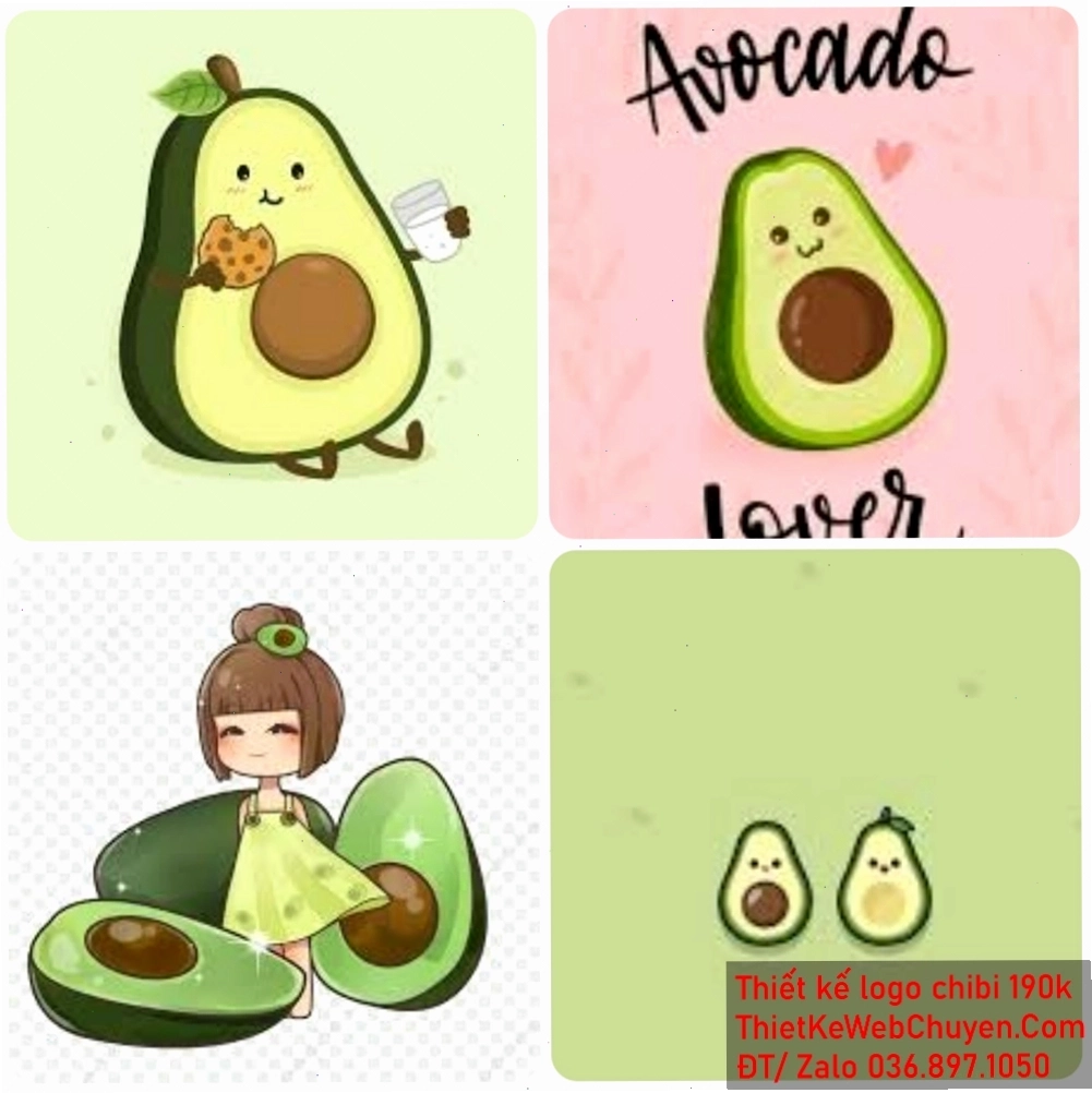 Trái bơ chibi sống động trên đĩa ăn