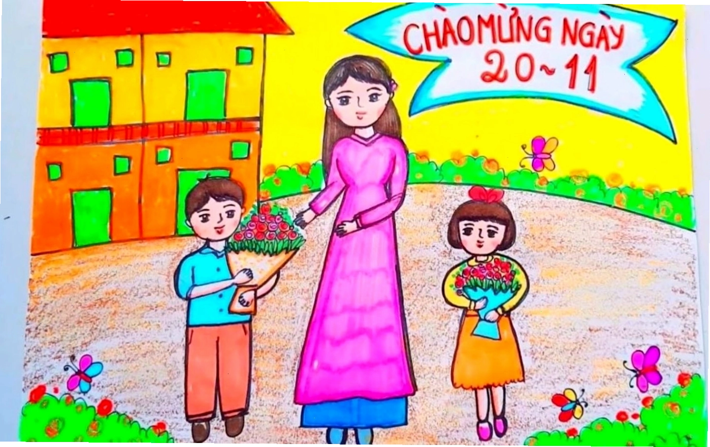 Tranh Chibi chúc mừng ngày Nhà giáo Việt Nam