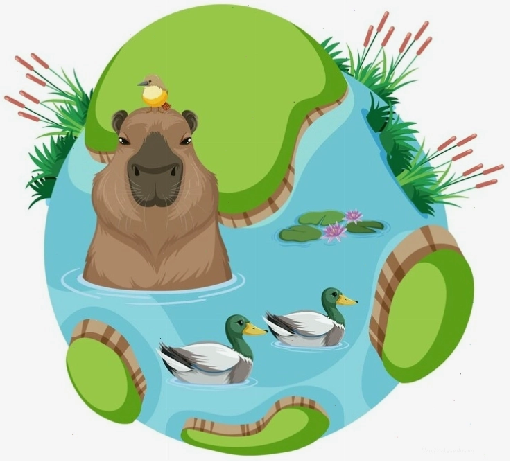 Tranh tô màu capybara chibi chưa hoàn thiện