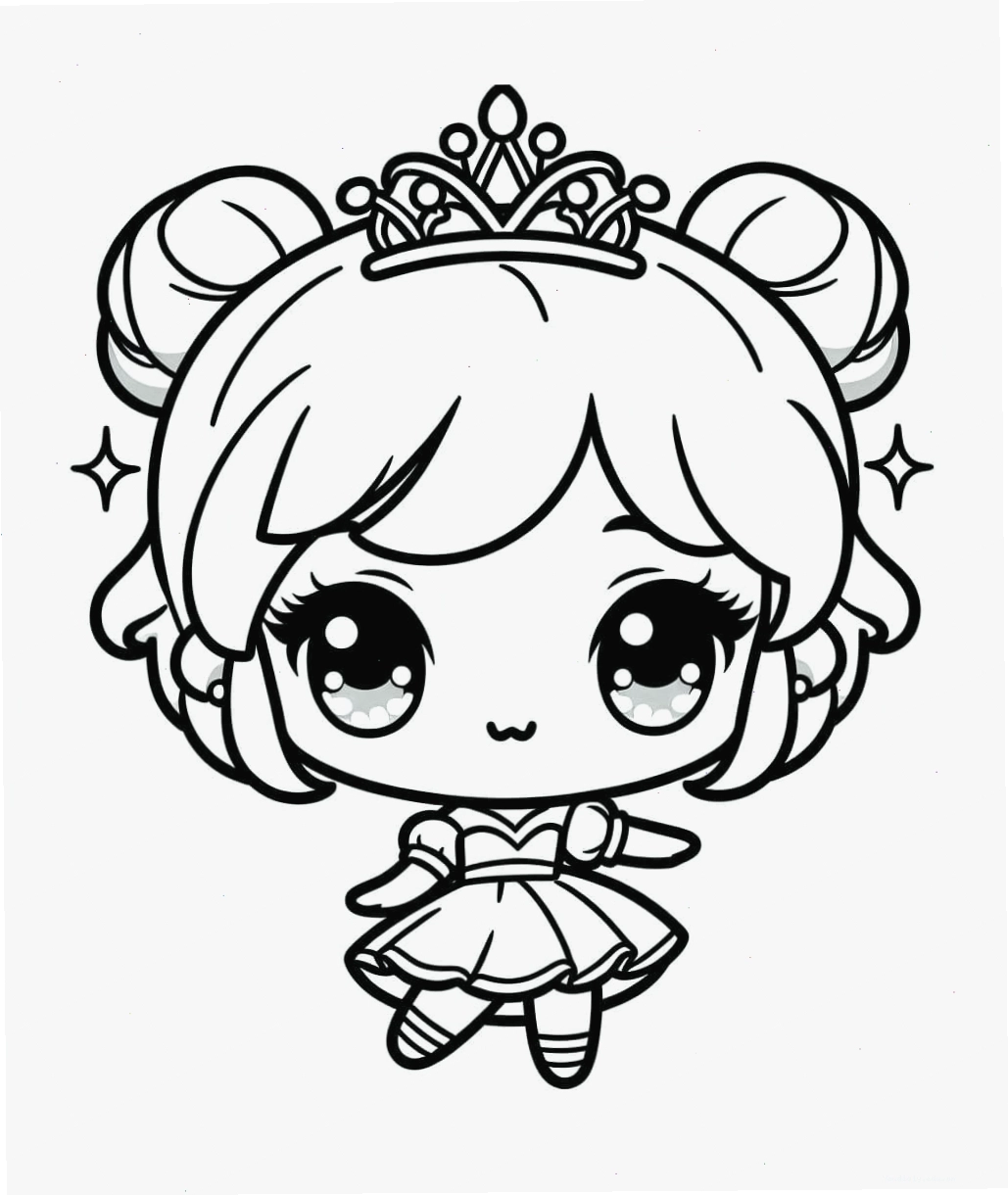 Tranh tô màu công chúa Chibi với phong cách trẻ trung, năng động