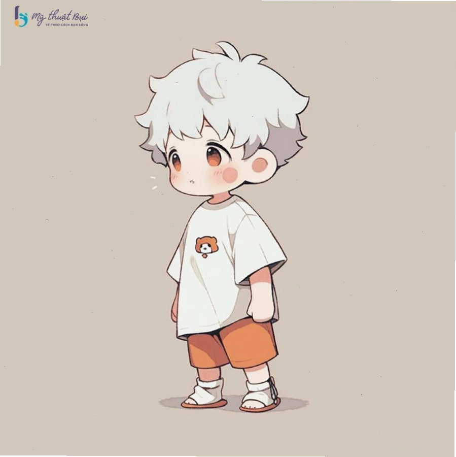 Tranh vẽ chibi nam toàn thân với trang phục thể thao