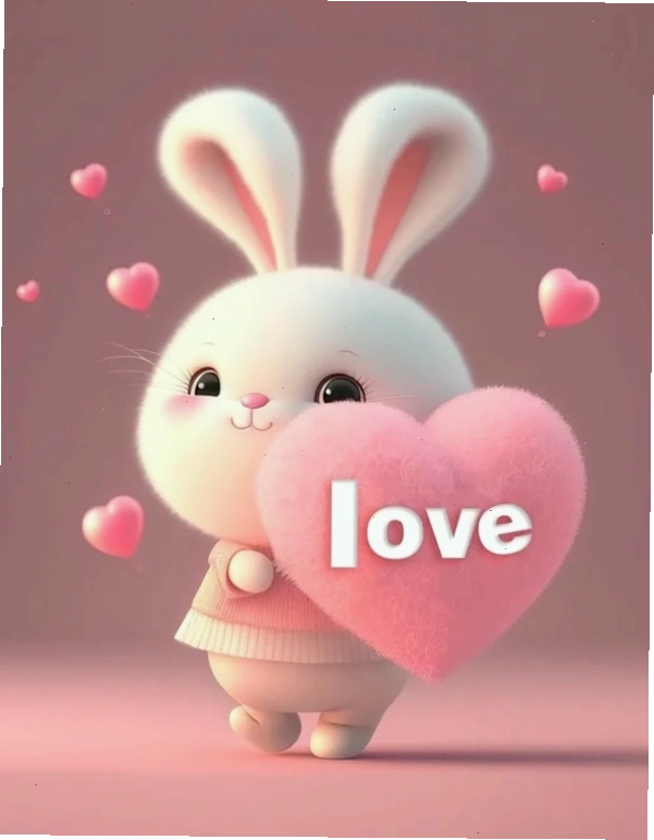 Tranh vẽ con thỏ hình cute chibi đang chơi đùa