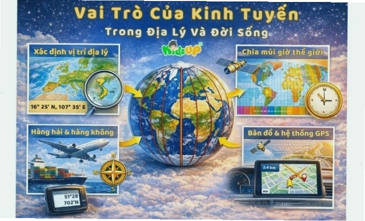 Vai trò của kinh tuyến trong định vị và đo lường địa lý