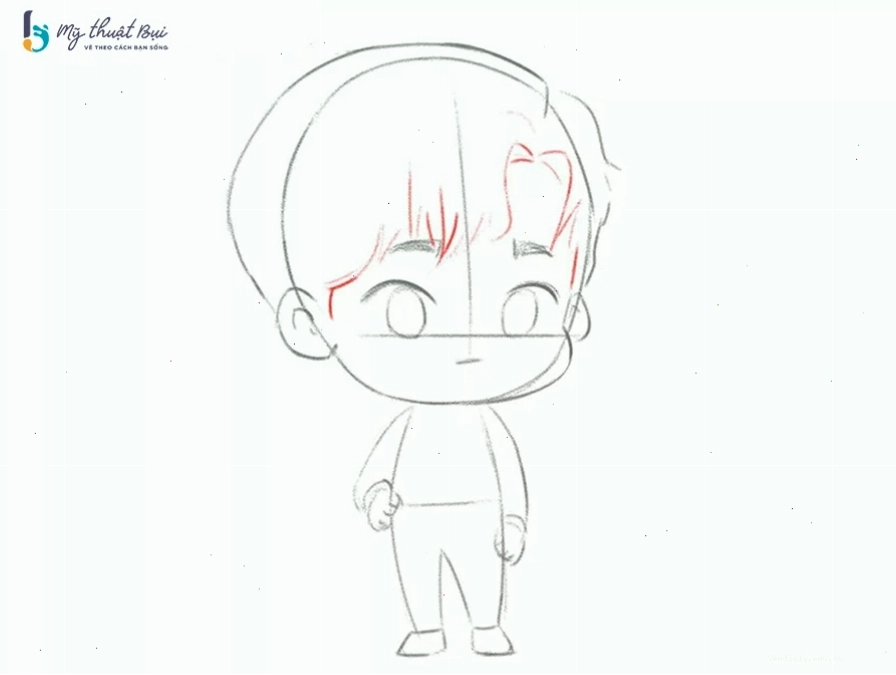 Vẽ tóc nam chibi