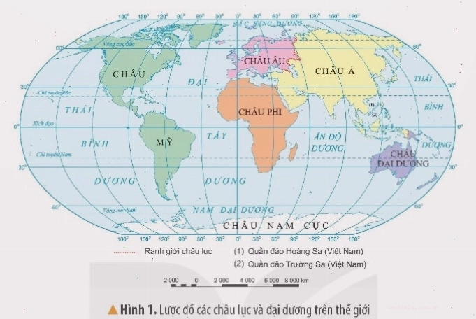 Vị trí địa lý của các châu lục trên bản đồ