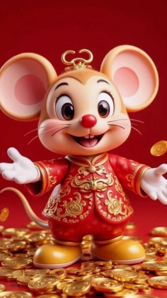 Chuột Tý chibi đón lộc đầu xuân rạng rỡ