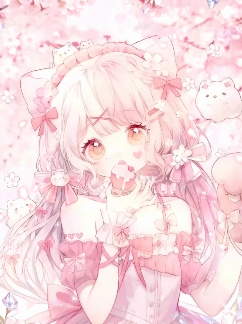 ảnh anime girl tóc hồng dễ thương phong cách Nhật Bản rực rỡ