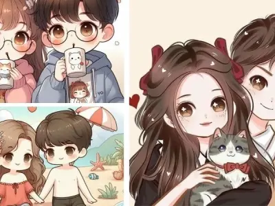 Bộ ảnh avatar đôi chibi cute ngọt ngào cho cặp đôi dễ thương