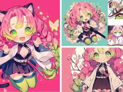 Bộ ảnh chibi Mitsuri ngọt ngào với nét vẽ siêu đáng yêu