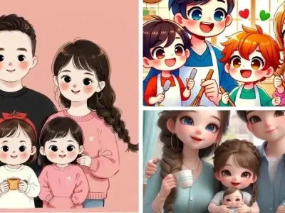 Bộ ảnh gia đình chibi dễ thương gắn kết yêu thương