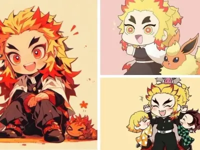 Bộ ảnh Rengoku chibi dễ thương mang nét anh hùng rực cháy